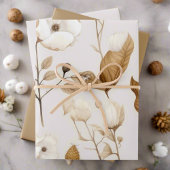 きれいな木綿花ニュートラル自然カラー ラッピングペーパーシート