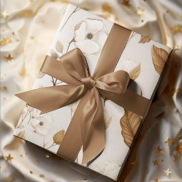 きれいな木綿花ニュートラル自然カラー ラッピングペーパーシート