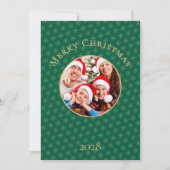 きれいな森の緑の雪の結晶クリスマス シーズンカード (正面)