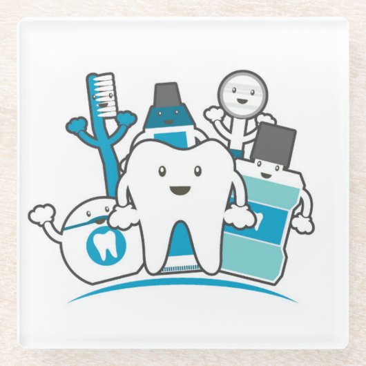 きれいな歯の集団 ガラスコースター (正面)