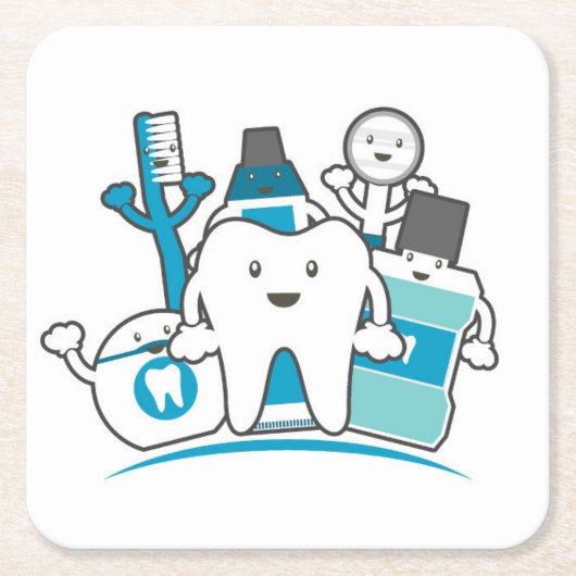 きれいな歯の集団 スクエアペーパーコースター (正面)