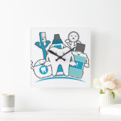 きれいな歯の集団 スクエア壁時計 (ホーム)