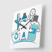 きれいな歯の集団 スクエア壁時計 (傾斜)