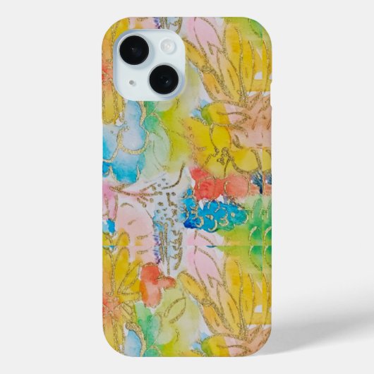 きれいな水彩+ゴールドアクセント Case-Mate iPhoneケース (裏面)