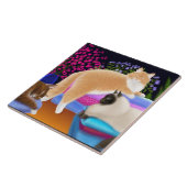 きれいな洗濯のタイルでLounging猫 タイル (側面)