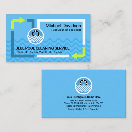 きれいな流れる水スイミングプールクリーニング 名刺 (正面/裏面)