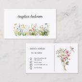 きれいな白い女性の水色ワイルドフラワーメドウ 名刺 (正面/裏面)