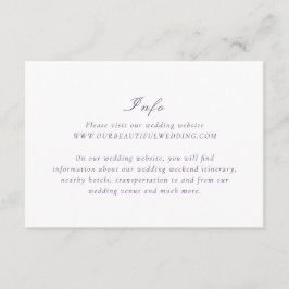 きれいな紫のエレガントな結婚式 エンクロージャーカード