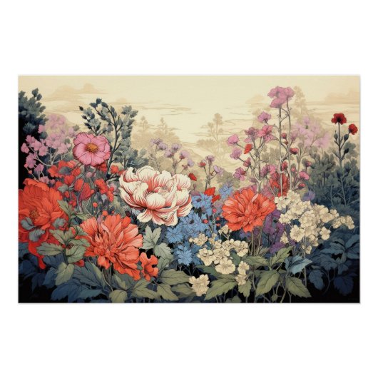 きれいな色とりどりの花 ポスター (正面)