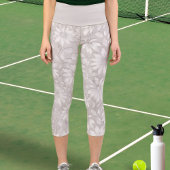 きれいな花柄ナチュラルホワイトフラワーエレガント カプリレギンス