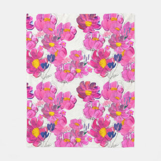 きれいな花模様。ウォーターコロ フリースブランケット
