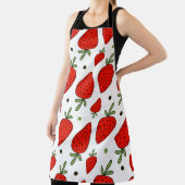 きれいな赤いイチゴの継ぎ目のない模様 エプロン (インサイチュ)