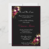 きれいな赤いバラ きらきらした星 ハイヒール キンセ 招待状 (裏面)