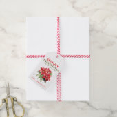 きれいな赤いポインセチアの花の名前 メリークリスマス ギフトタグ (より糸付き)