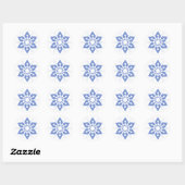 きれいな青いクリスマス星の雪の結晶 ラウンドシール (シート)