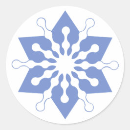 きれいな青いクリスマス星の雪の結晶 ラウンドシール