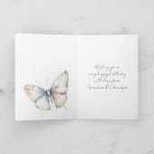 きれいな青と白の蝶の花の誕生日 カード (内部)