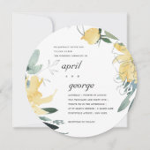 きれいな黄色の水色のフローラ結婚式の招待 サンキューカード