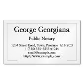 きれいな、抑制された公共の公証人の名刺 マグネット名刺 (正面)