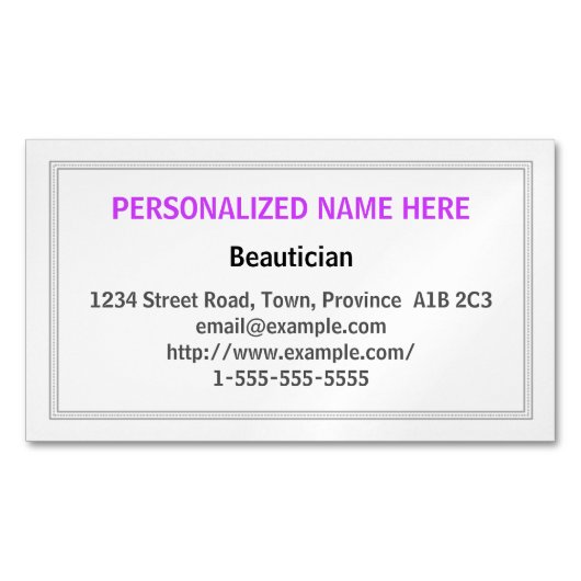 きれいな、控えめに述べられた美容師の名刺 マグネット名刺 (正面)