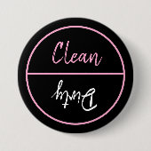 きれいな、汚れた食洗機は通知を皿に盛ります 缶バッジ (正面)