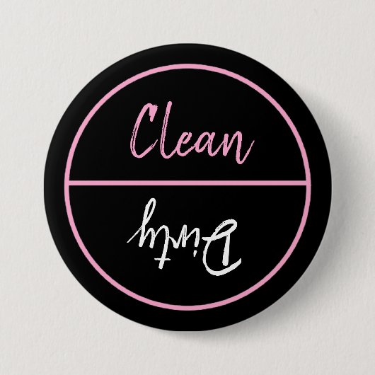 きれいな、汚れた食洗機は通知を皿に盛ります 缶バッジ (正面)