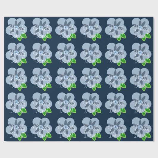 きれいに仕上げた青い花のラッピング紙 ラッピングペーパー (フラット)