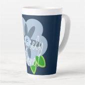 きれいに仕上げた青い花ラテマグカップ カフェラテマグ (右アングル)