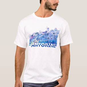 きれいのSantoriniのスカイラインは切口のスタイルを切ります Tシャツ