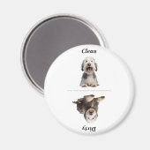 きれい/汚い 羊飼い犬 食器洗い機 マグネット (テキスト付き) (正面/裏面)