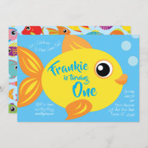 きんぎょ水槽1歳誕生日かわいい招待状