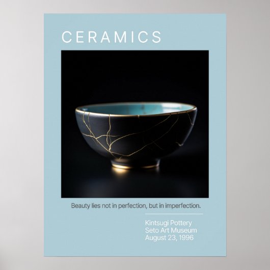 きんつぎ焼きのポスターシリーズ |青淡い色の色 ポスター (正面)