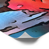 ぎこちない牛の抽象芸術ブラック輪郭アート ポスター (角)