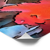 ぎこちない牛の抽象芸術ブラック輪郭アート ポスター (コーナー)