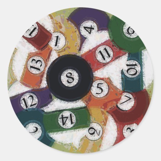 ぎらぎらしたビリヤードの玉 ラウンドシール (正面)