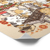 くい中国のカピットを作る新年伝統的猫 ポスター (角)