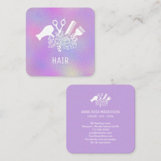 *~*くしはさみブラシ RainbowAP6 スクエア名刺 (正面/裏面)