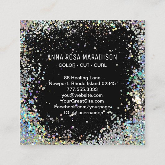 *~*くしはさみ花虹グリッターAP6 スクエア名刺 (裏面)