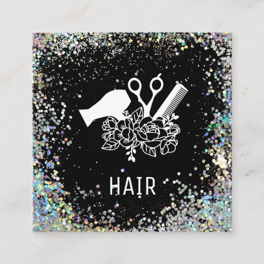 *~*くしはさみ花虹グリッターAP6 スクエア名刺 (正面)