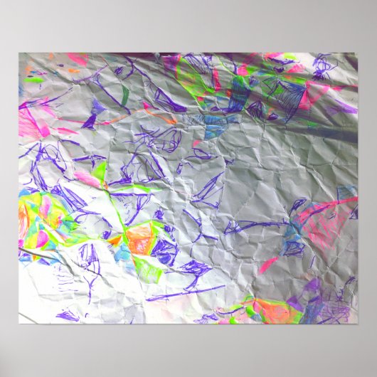 くしゃくしゃになった紙落書き抽象芸術モダンアートプリント ポスター (正面)