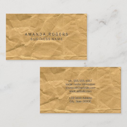 くしゃくしゃになった紙 名刺 (正面/裏面)