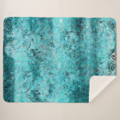 くしゃくしゃになった青いネオン紙 シェルパブランケット (正面(横))