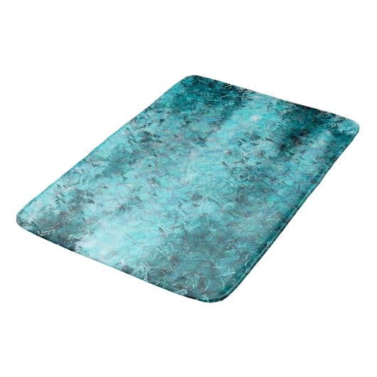 くしゃくしゃになった青いネオン紙 バスマット (アングル)