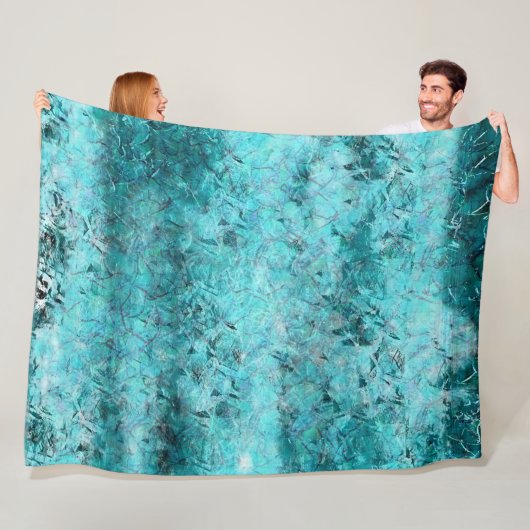 くしゃくしゃになった青いネオン紙 フリースブランケット (インサイチュ)