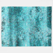 くしゃくしゃになった青いネオン紙 フリースブランケット (正面(横))