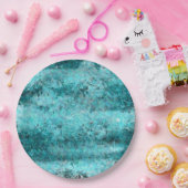 くしゃくしゃになった青いネオン紙 ペーパープレート (パーティー)