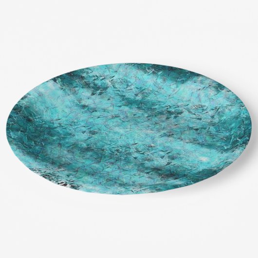 くしゃくしゃになった青いネオン紙 ペーパープレート (アングル)