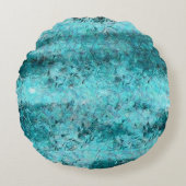 くしゃくしゃになった青いネオン紙 ラウンドクッション (正面)