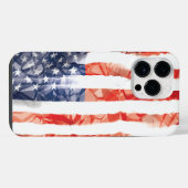 くしゃくしゃの古いアメリカ国旗 iPhoneケース (裏面横)