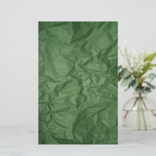 くしゃくしゃの緑の紙テクスチャ文房具 便箋 (スタンド正面)